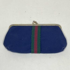 Vintage Eyeglasses Case Blue Canvas Metal Clasp Padded Rosanne Cases For Marchon